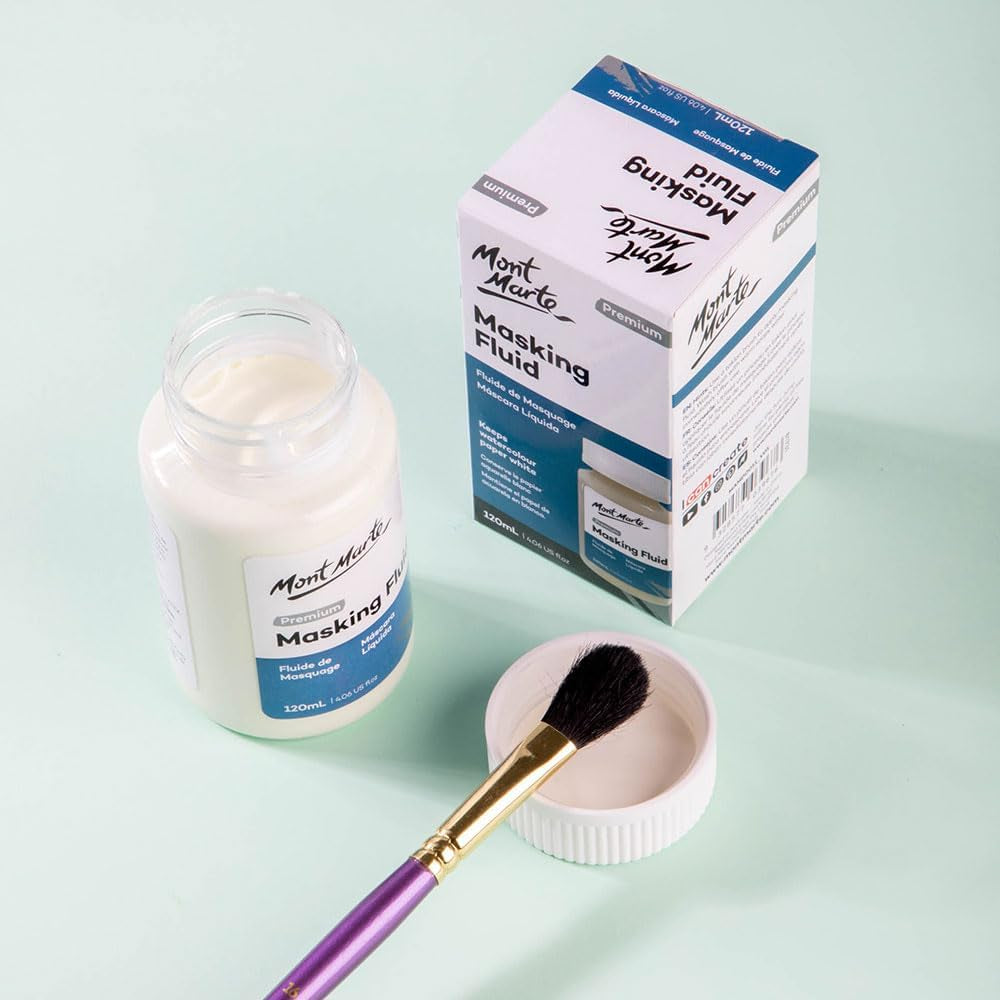 Masking Fluid Premium 120Ml (4.06 US Fl.Oz), Masking Fluid for Watercolor Painting, Keeps Areas Free of Color and Edges Crisp, Resists Watercolor, Ink and Pouring Paint