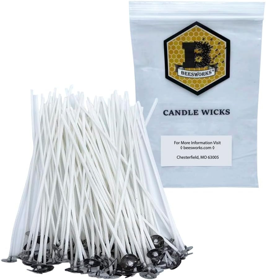 100 Piece Cotton Candle Wick 6" Pre-Waxed for Candle Making, Candle DIY
