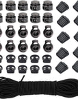 UD 40Pcs Plastic Cord Locks with 18-Inch 65Ft Elastic Cord Stretch String for Drawstring, Shoelaces, Clothing, Backpack, Bags (Black)