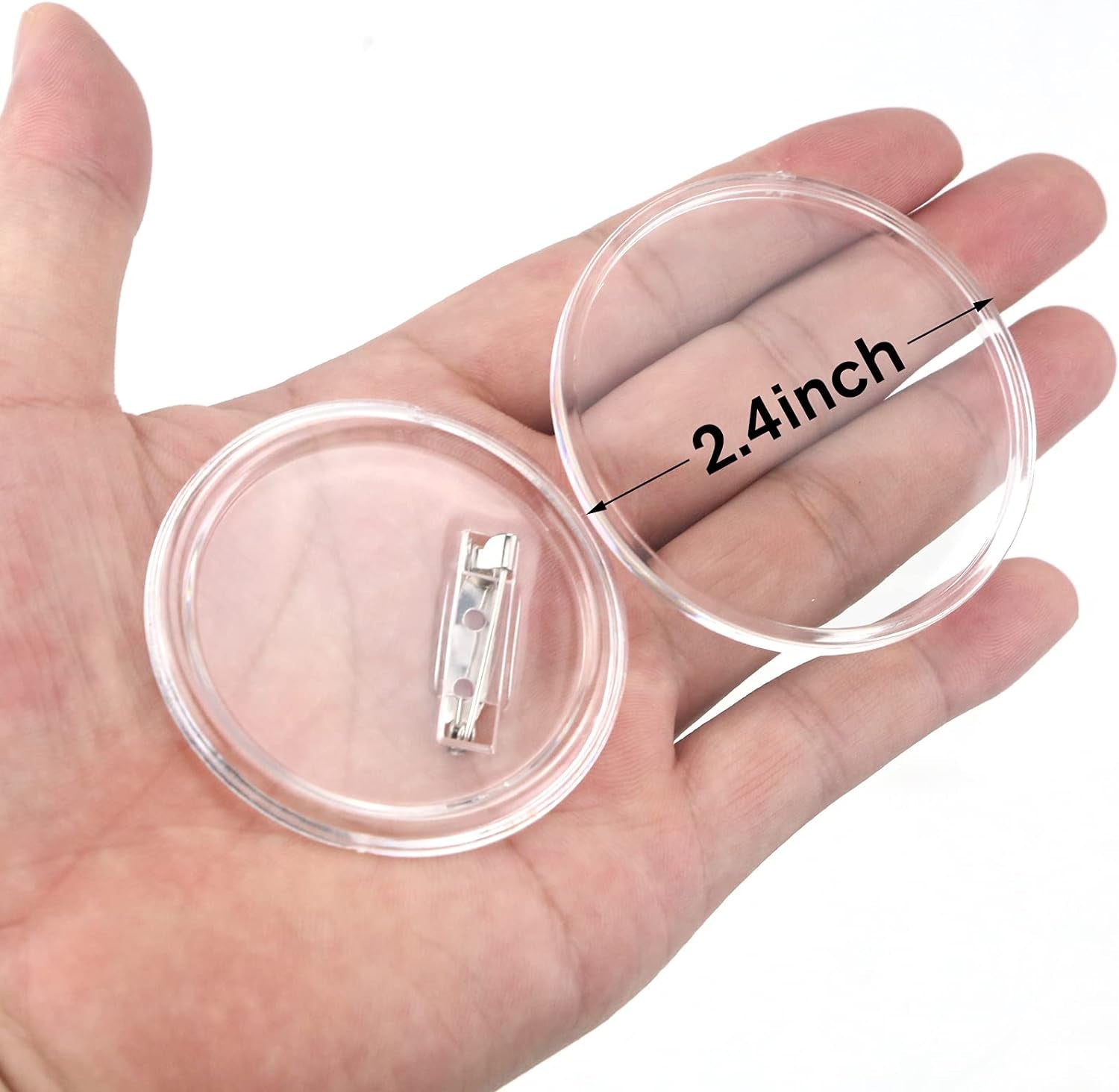 70 Pack Acrylic Design Button Badge, Clear Plastic Craft Button with Pin, Button Pin Badges Kit for DIY Craft Supplies, 2.4 Inch