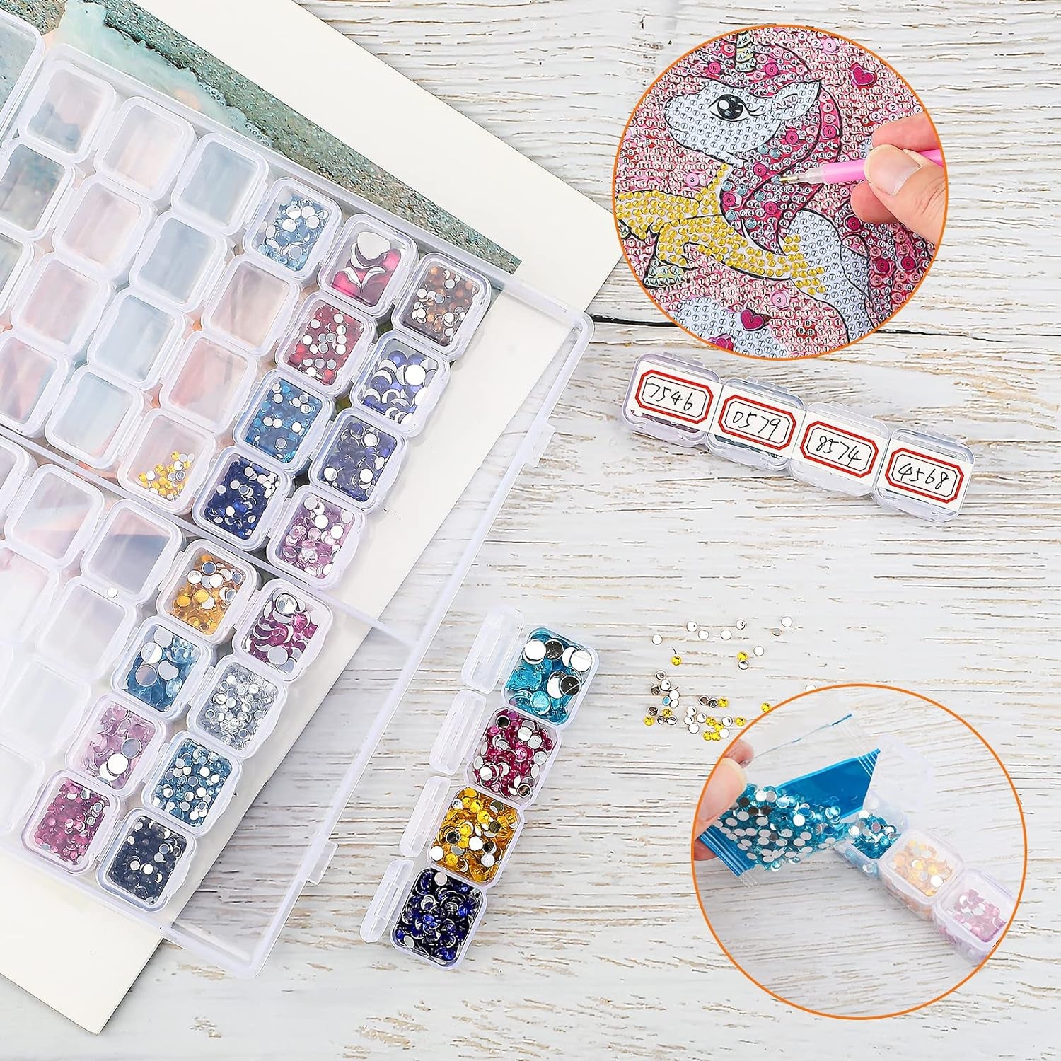 56 Slots Diamond Painting Storage Containers, 56 Girds 1 Pack, Bead Storage Containers, Diamond Art Organizer Box, Diamond Painting Accessories, Embroidery Storage with Label Stickers