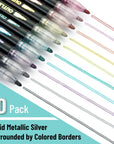 - Double Line Outline Markers, 10 Colors, Shimmer Markers, Self-Outline Metallic Markers, Outline Pens, Craft Pens