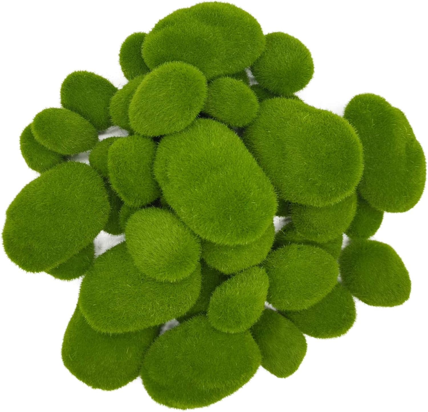 40PCS 4 Size Artificial Moss Rocks Decorative, Green Moss Balls,Moss Stones, Green Moss Covered Stones, Fake Moss Decor for Floral Arrangements, Fairy Gardens and Crafting