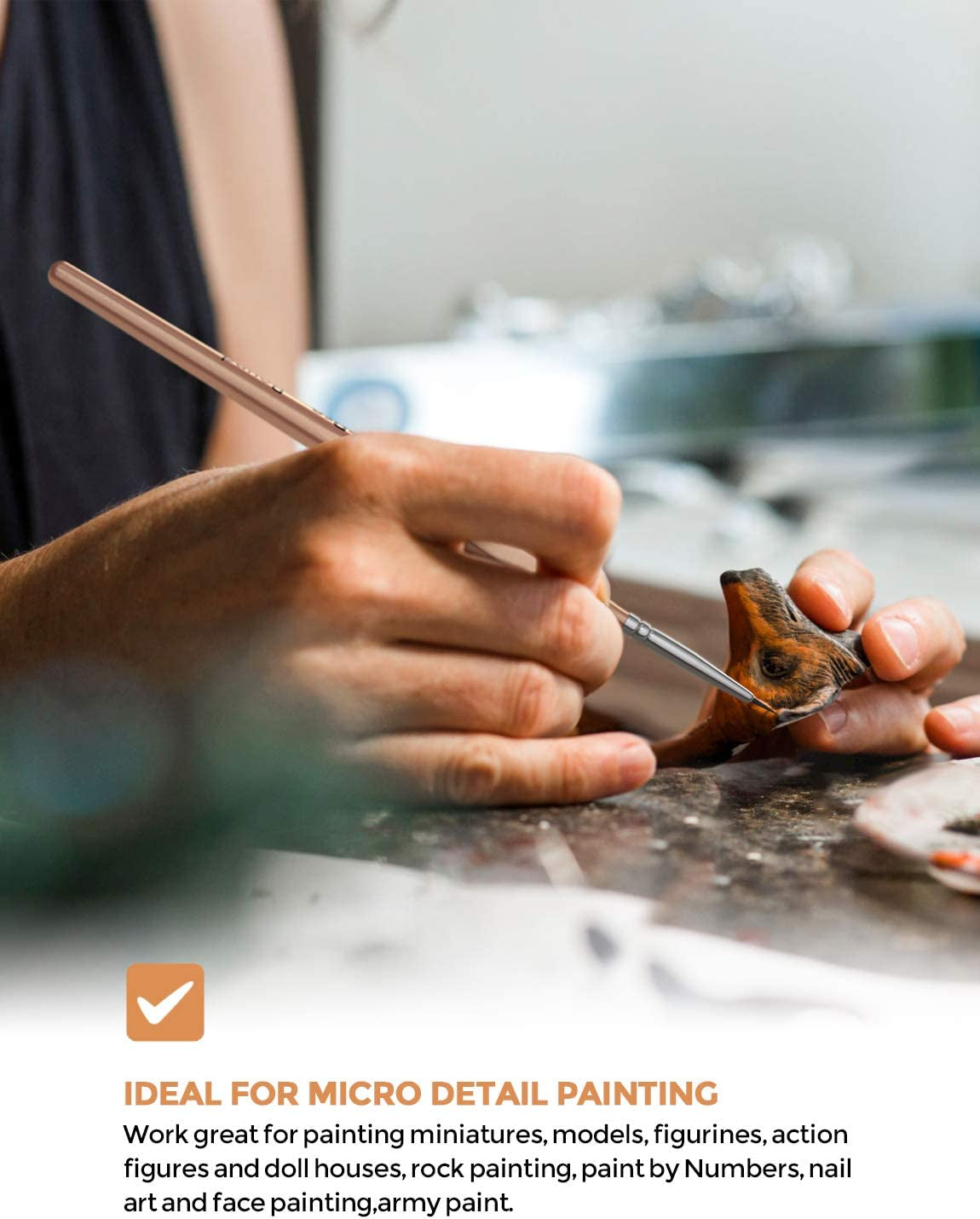 Detail Paint Brushes 5 PCS Extra Fine Tip 000 Professional Miniature Painting Artist Set round 3/0 for Micro Watercolor Oil Acrylic Craft Models Rock Army Paint by Number for Adult