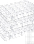 3 Pack 36 Grids Plastic Organizer Box Craft Storage with Adjustable Dividers, Bead Organizer Container Clear Storage Box for Fishing Tackles Crafts Jewelry Thread with 400Pcs Label Stickers