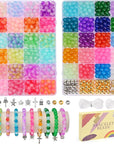 1100PCS 6Mm Glass Beads for Jewelry Making, 24 Vibrant Colors Crystal round Glass Beads for Bracelets, Complete Bracelet Making Sets for Girls DIY Crafts & Friendship Bracelets