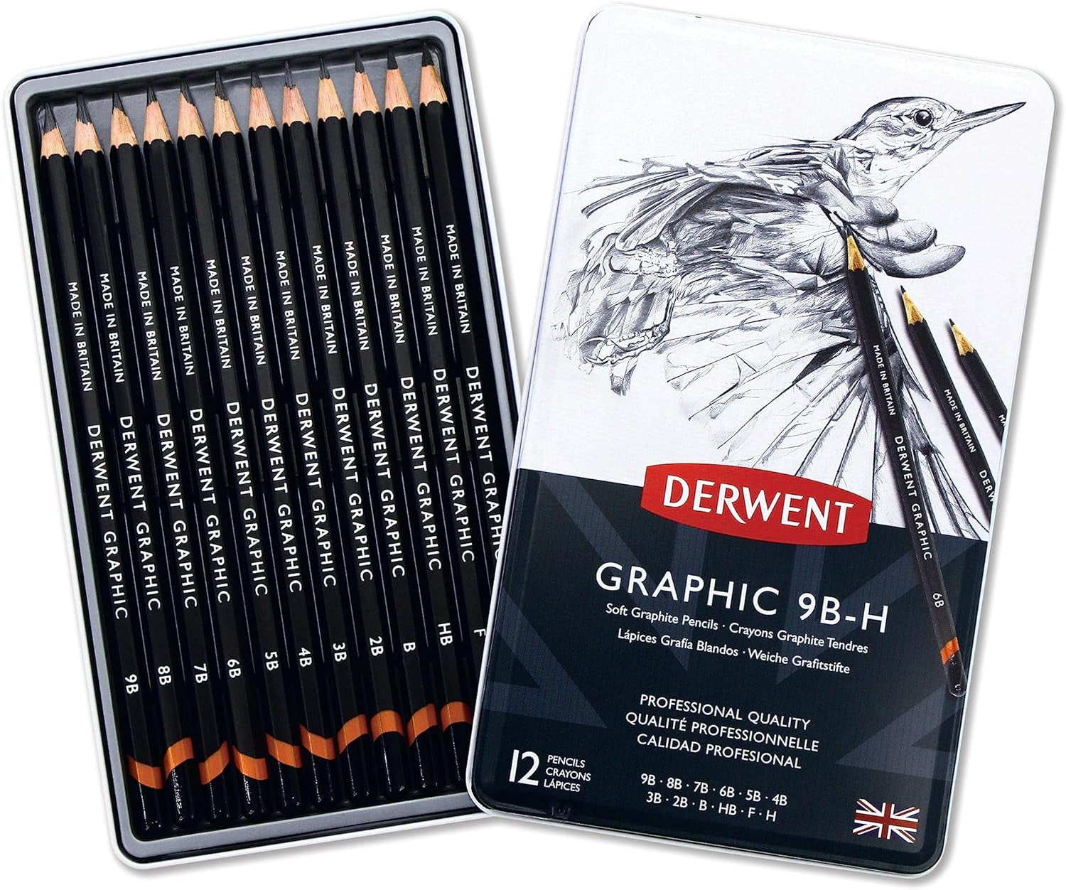 Graphic Pencils, Includes Tin and Sharpener, Set of 6 (0700835) (1951727), Multi