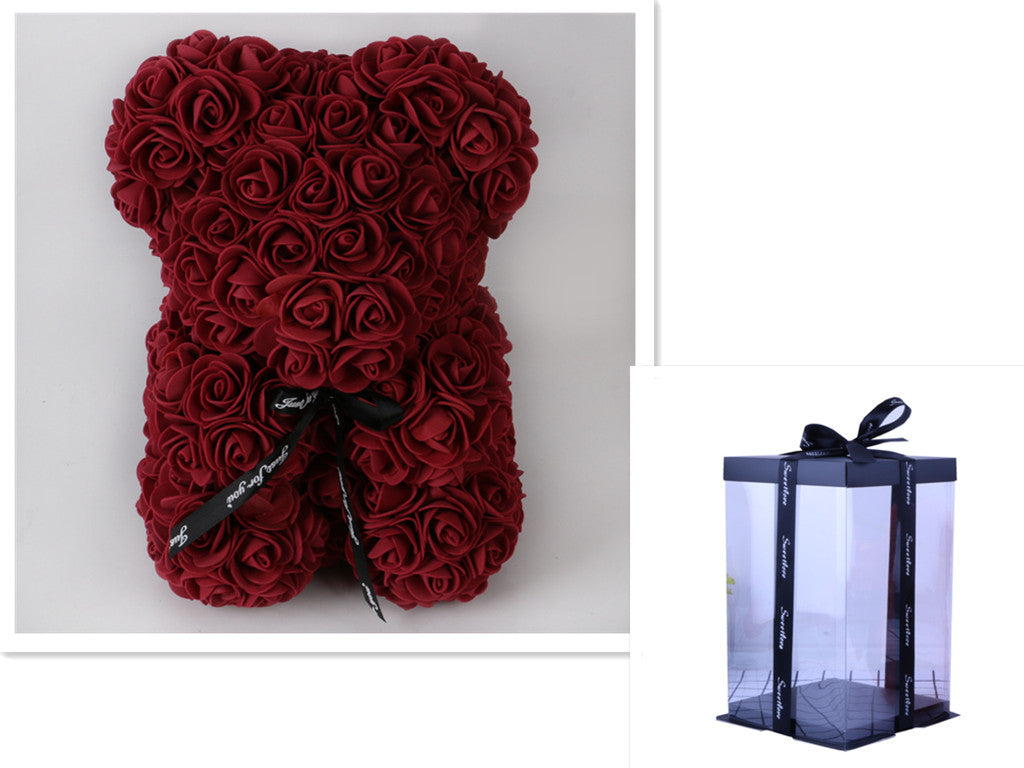 Valentine&#39;s Day Gift Rose Bear Eternal Flower Rose Teddy Bear PE Foam Bear 25cm Valentines Day