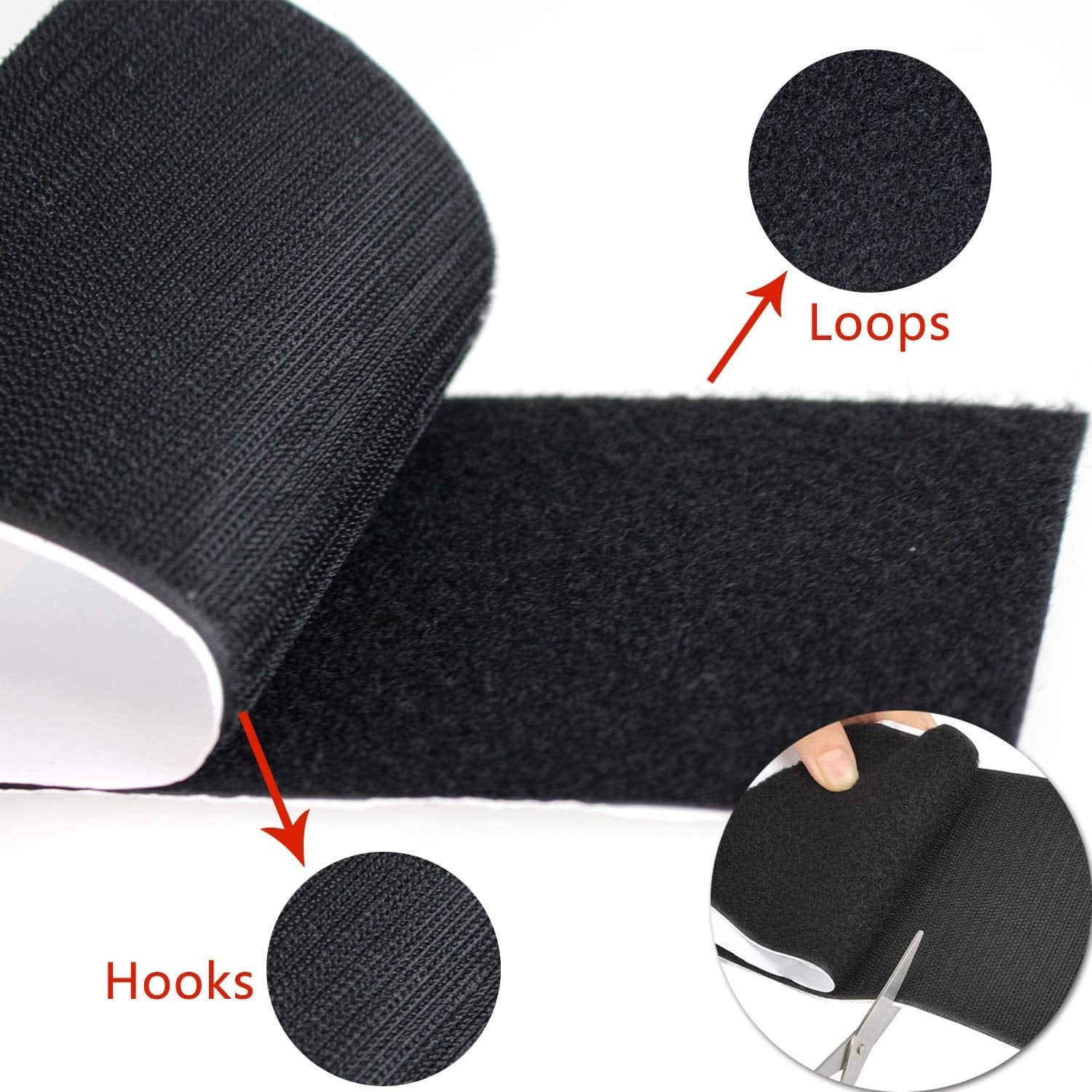 6 Inch Width Self Adhesive Hook and Loop Fastening Tape Heavy Duty Strips 1 Yard (Black, 6 Inch X 1.1 Yard)