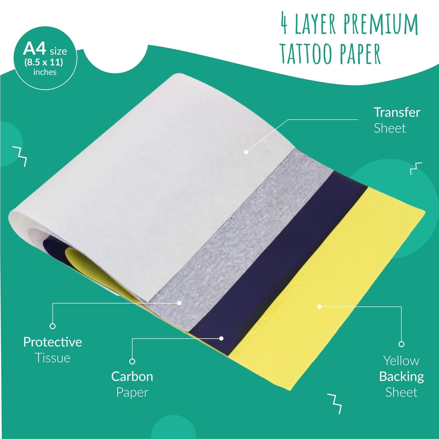 Tattoo Transfer Paper 35 Sheets for Tattooing to Skin, 4 Layers Premium Thermal Stencil Diy, A4 Size (PACK of 35)