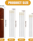 12Pcs Self Threading Needles, 3 Sizes Top Hanging Needles Embroidery Blind Needles Kit with Sandalwood Needle Box Hand Yarn Knitting Stitching Needles for DIY Embroidery Mending Sewing Projects (Gold)