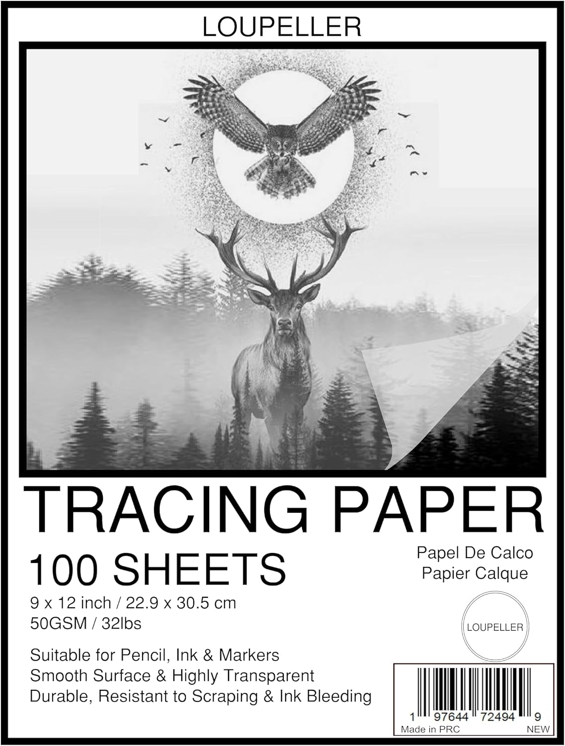 Tracing Paper for Drawing 9”X12" - 100 Sheets of Tracing Paper Pad, 50Gsm Artistic Tracing Paper for Kids, Transparent Paper for Trace Images, Sketch, Drawing by