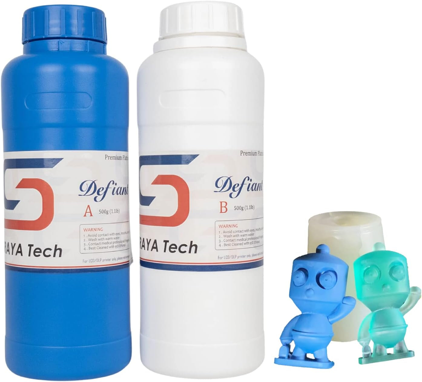 Defiant 25 Platinum Silicone Mold Making DIY Kit, Food Safe, 25A Hardness, Ideal for 3D Printer UV Resin, Easy to Stop Curing Inhibition, No Coating, for Casting Epoxy Resin (35.27 Oz)