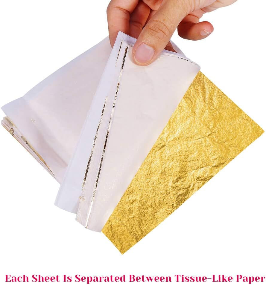 Gold Leaf Sheet for Resin,  300 Sheets Gold Flakes for Resin Nail Foil for Resin Jewelry Making Slime, Nail Arts, Gilding Crafting, Paint, Decoration, 5.5 by 5.5 Inches