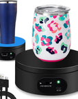 Motorized Rotating Display Stand,Turner Cup Platform for Epoxy Glitter Tumbler, 360 Automatic Mute Rotating Turntable, Tumbler Making Supplies Spinner, Base for Product Video Show ,Balck 4.72In