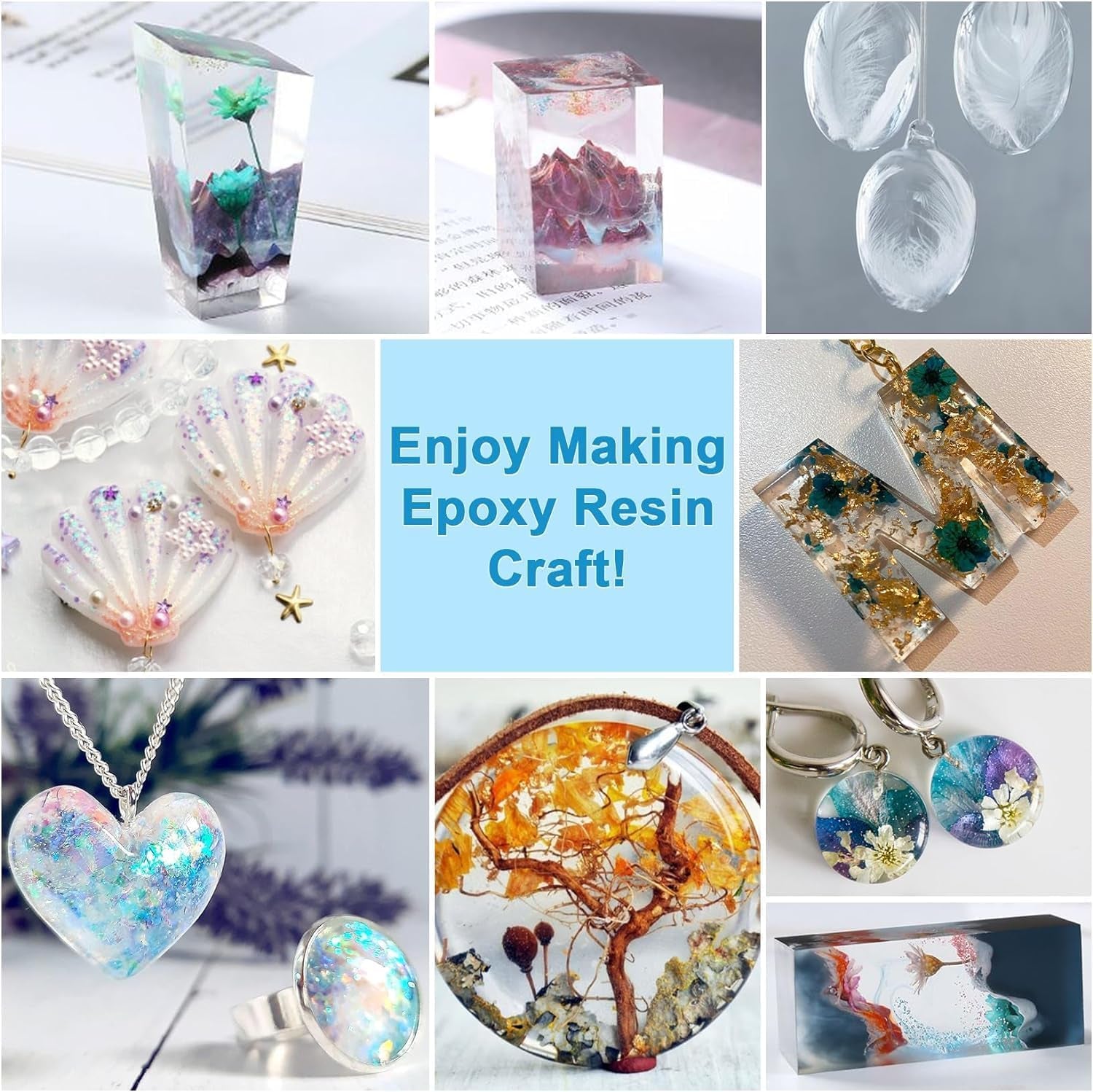 Epoxy Resin - 17.6OZ Crystal Clear Coating Kit, Not Yellowing No Bubble Easy Mix 1:1 Ratio, 2 Part Casting Resin for Art, Craft, Jewelry Making, River Tables, with Pigment, Gold Foil Flakes