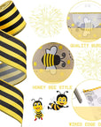 6 Rolls 40 Yards Bee Ribbon Wired Edge Ribbon Honeybee Ribbon for Crafts Wrapping Easter Party Decorations Bee Themed Decorations Bee Baby Birthday Party Supplies