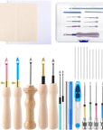 35 Pcs Punch Needle Kit, Punch Needle Tool Adjustable Punch Needle Embroidery Kits Include Wooden Handle Embroidery Pen Set, Big Eye Needles, Punch Needle Cloth - Stocking Stuffers for Adults Beginne