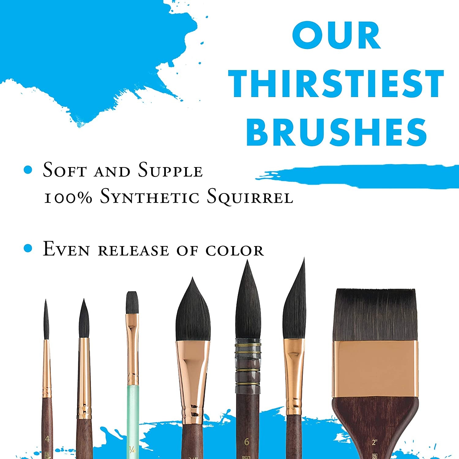 Artist Brush Neptune, Brushes for Watercolor Series 4750, Dagger Synthetic Squirrel, Size 25