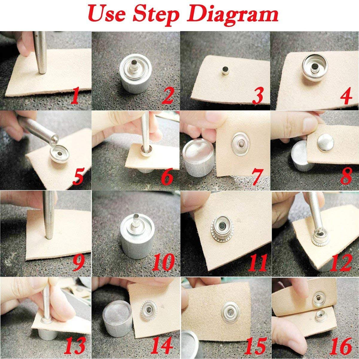108Pcs 15Mm Stainless Steel Fastener Snap Press Stud Cap Button Marine Boat Canvas Line 24(4 Components, 27Pcs for Each)