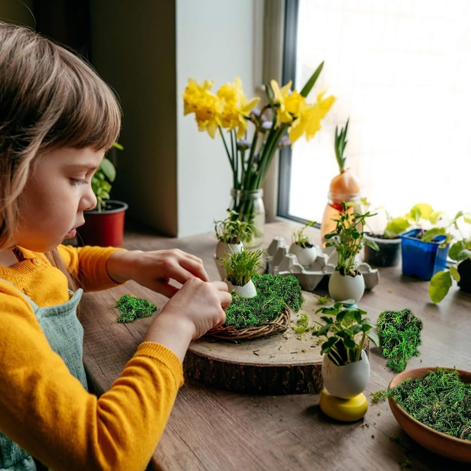 Faux Moss for Potted Plants Artificial Moss for Crafts Fake Moss Decor Green Moss for Crafts Fairy Garden Plants Filler Decorative Moss Table Centerpieces Wedding Christmas Crafts Party Decor