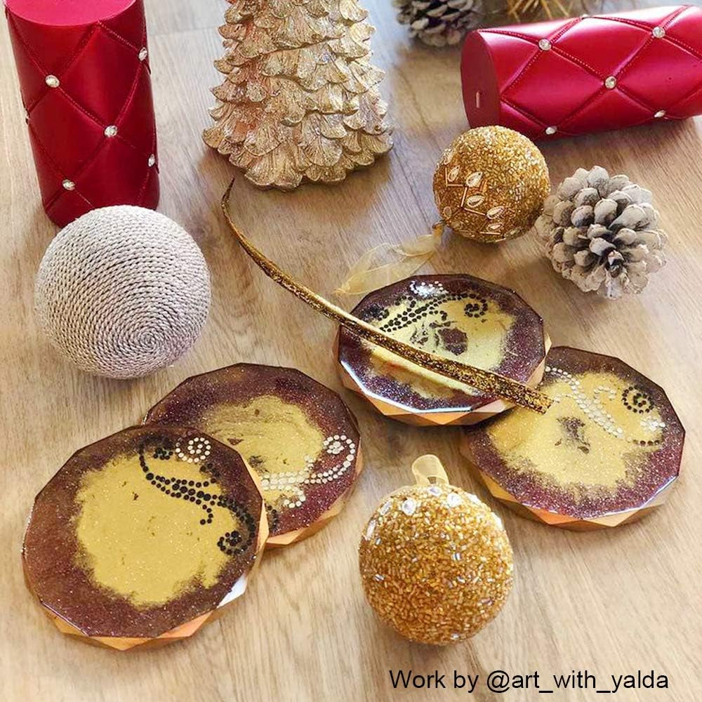 4 Pack Resin Coaster Molds, Diamond Edge Crystal Coaster Molds for Resin Casting, round Geode Coaster Silicone Molds for Epoxy Resin