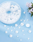 690Pcs Half round Pearl Beads 6 Sizes Flat Back Pearl Cabochon Faux Pearl Beads for DIY Scrapbook Phone Case Wedding Decor Hair Accessory Nail Art, White, 4/5/6/8/10/12Mm