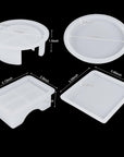 Coaster Resin Molds, Upgraded 10Pcs Epoxy Molds Holder Kit with 5 Plastic Dropper 5 Wooden Sticks 2 Gloves, Sturdy Silicone Molds for Epoxy Resin, Cups Mats