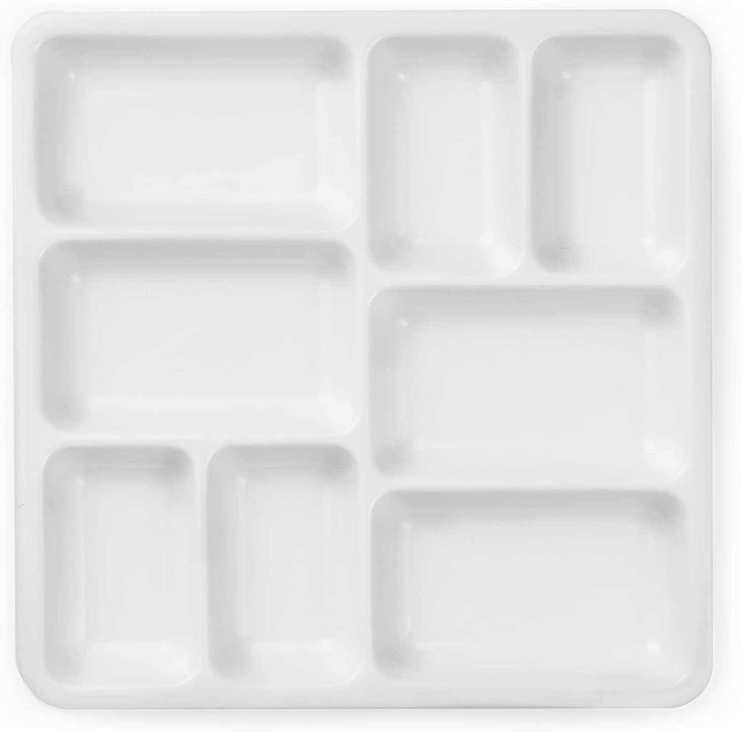 8-Well Ceramic Artist Paint Palette, Square Porcelain Watercolor Palette, White Ceramic Mixing Tray for Gouache Painting, Oil Painting, Acrylic Painting &amp; Tempera Painting, 7"× 7"× 0.9"