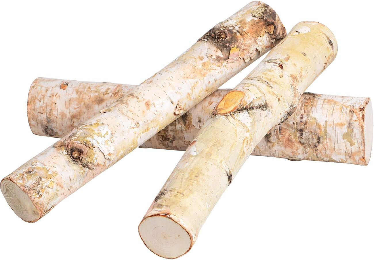 6 Pack Large Birch Logs for Fireplace Unfinished Wood Crafts DIY Home Decorative Burning(Logs:2.4"-3.1" Dia. X 16" Long)