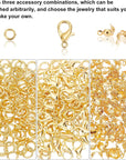 500Pcs Jewelry Making Accessory Set 200Pcs 4Mm 21 Guage Open Jump Ring 100Pcs 12X6Mm Lobster Claw Clasp 200Pcs 7Mm Bead Tips Knot Covers for Earring Bracelet Jewelry Making, Gold