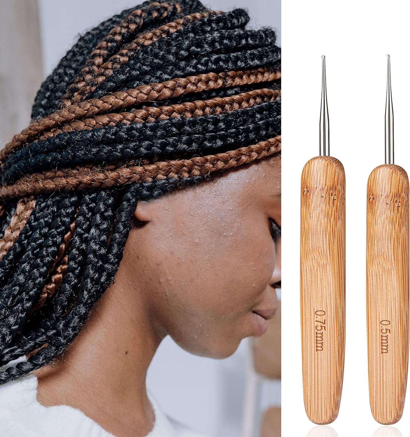 9 Pcs Crochet Hooks for Hair, Latch Hook Tool, Crochet Hair Needle, Hair Locking Tool for Dreads, Interlocking Tool for Locs