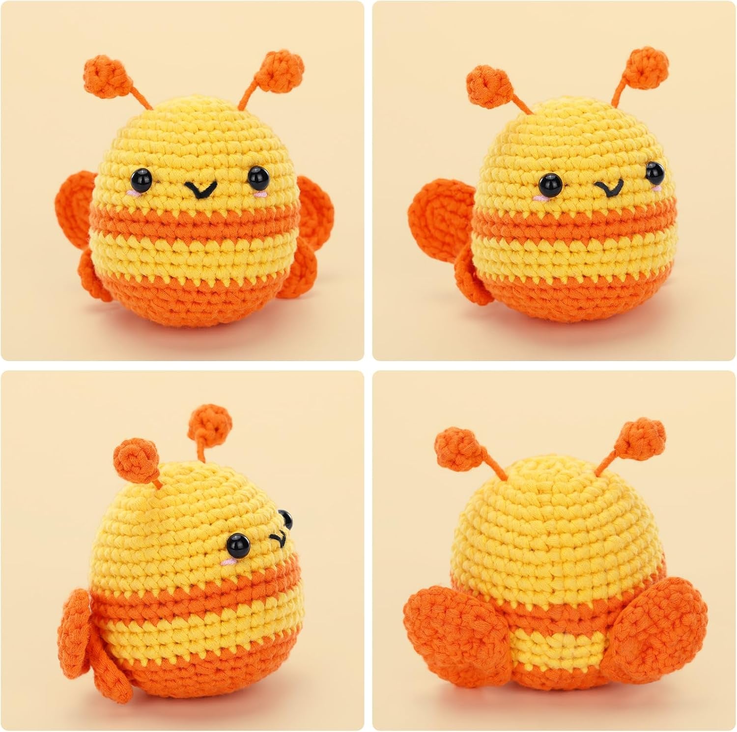 Crochet Kit for Beginners - Bee Crochet Kit, Learn to Crochet, All You Need In, Videos, Instructions, Soft Yarn, Birthday Gift for Adults