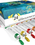 Watercolor Paint 24 Colors Set 12Ml/ 0.4Oz. - Quality Non Toxic Pigment Paints for Canvas, Fabric, Crafts, and More