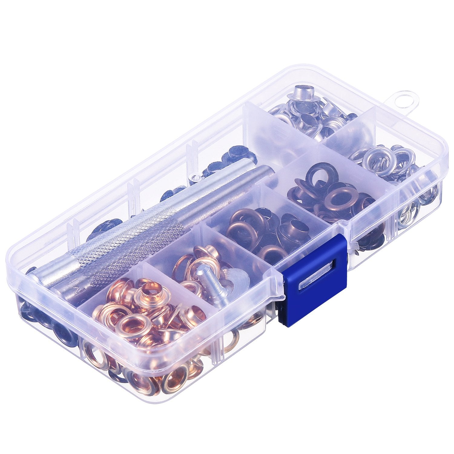 1/4 Inch Grommet Kit 200 Sets Grommets Eyelets with 3 Pieces Install Tool Kit and Box for Shoes Clothes Crafts Bag