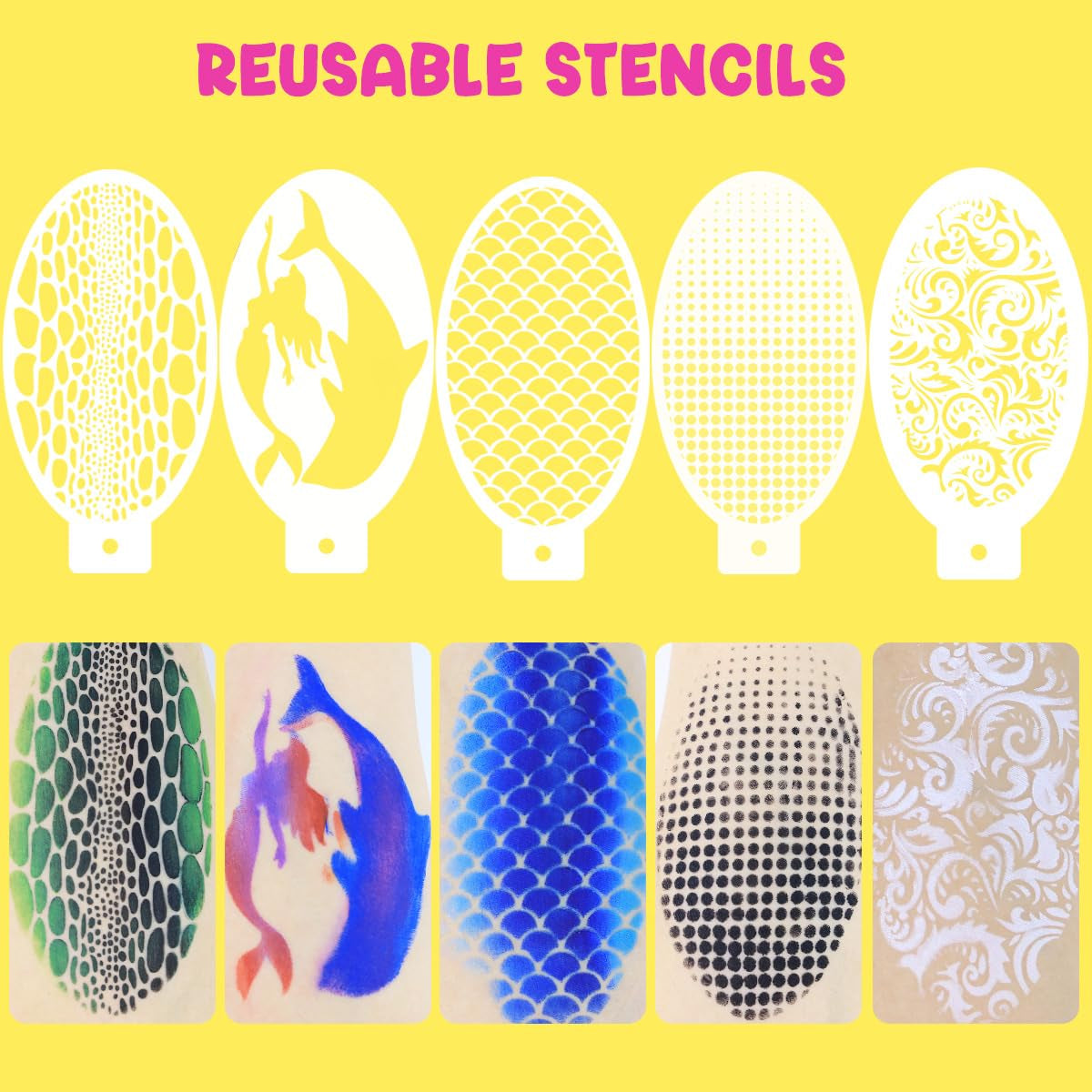 Face Paint Kit Professional Split Cake Face Painting Set for Kids Adults 12X10 Gm with Stencil One Stroke Non Toxic Rainbow Flora Dolphin Unicorn Flame Body Paint Halloween Christmas Makeup