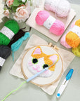 6 Set Animal Punch Needle Coasters Kit with Pattern, Yarn, Adhesive Felts, Hand Tools, Wooden Embroidery Hoop and Instruction Rug Punch Decoration DIY Art Crafts Kit for Adult Beginner