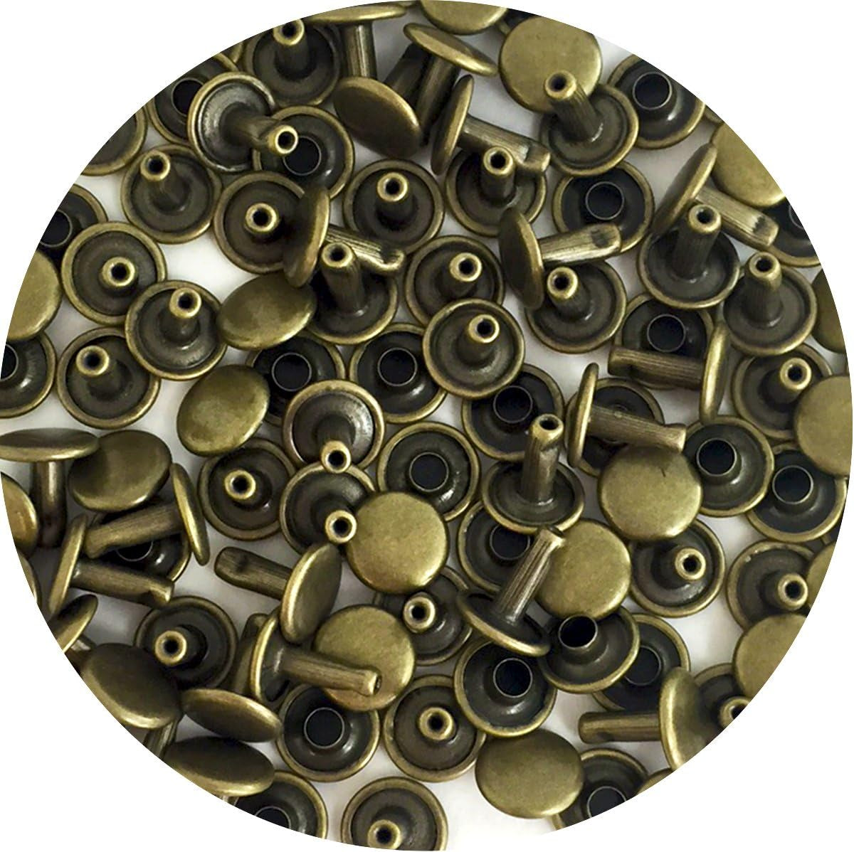 Rivets, Antique Brass, Double Cap Rivets, Medium Size 100Pk