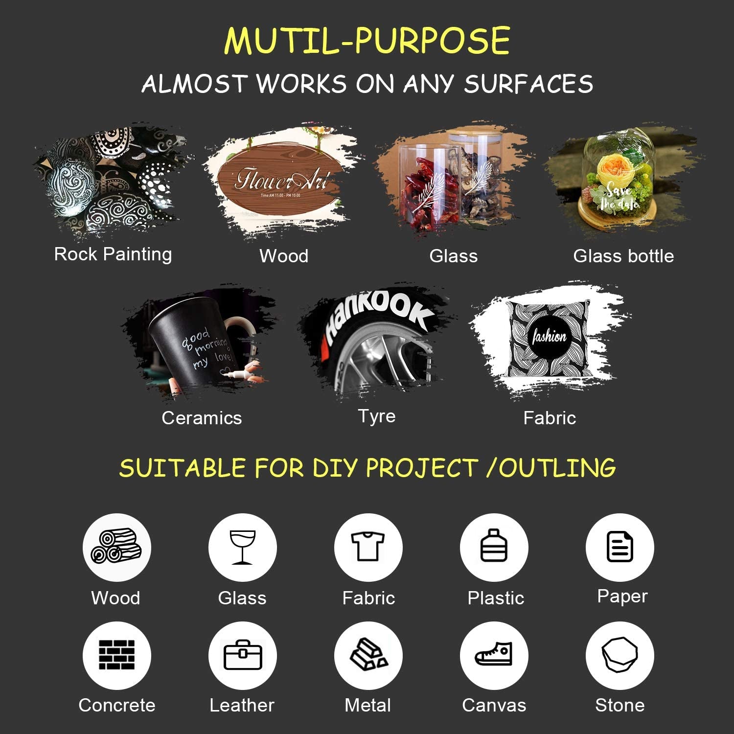 Dual Tip White Paint Pens White Acrylic Markers for Rock Painting,Ceramic,Glass,Wood,White Acrylic Paint Markers 8Pcs (White-8 Pack)