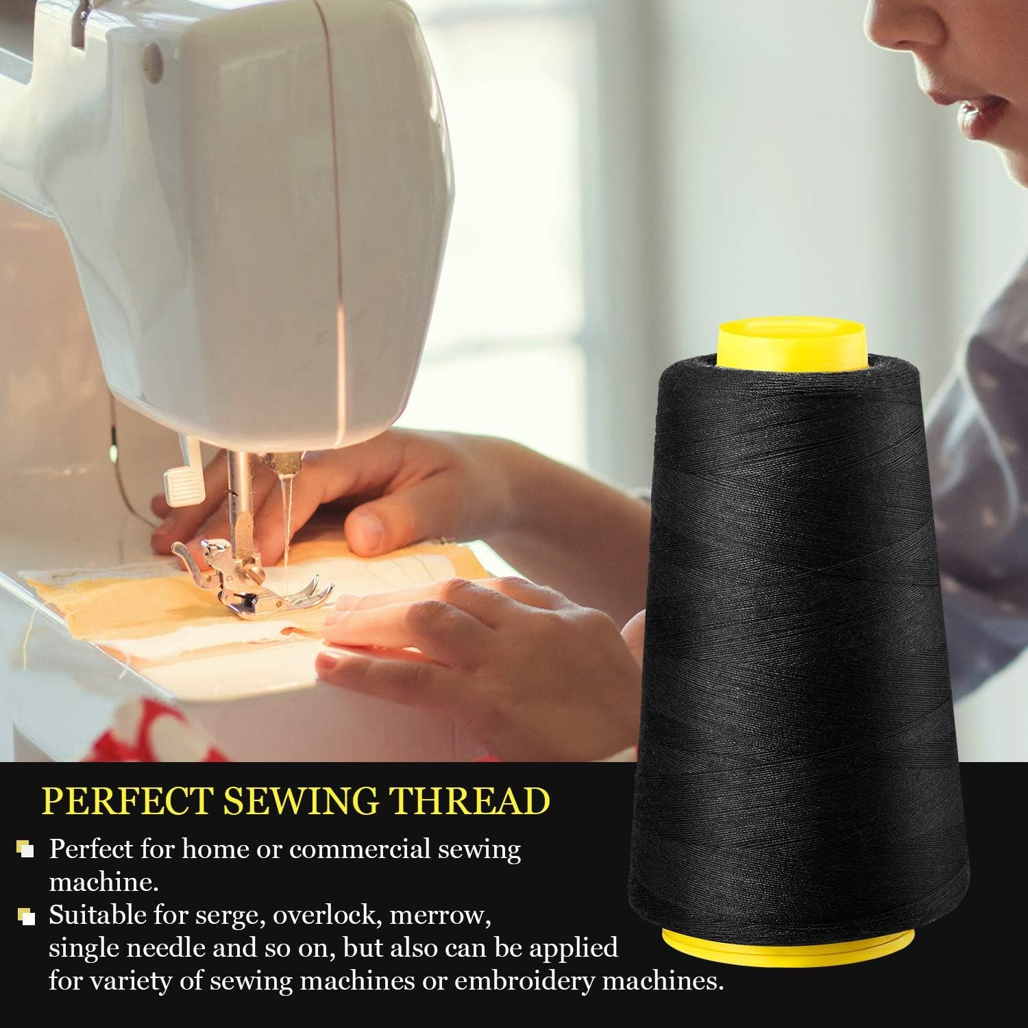 6 Rolls 3000 Yard Each Serger Thread Cones Spool Thread for Sewing Sewing Machine Thread Polyester Thread for Serger Overlock Quilting Sewing Machine