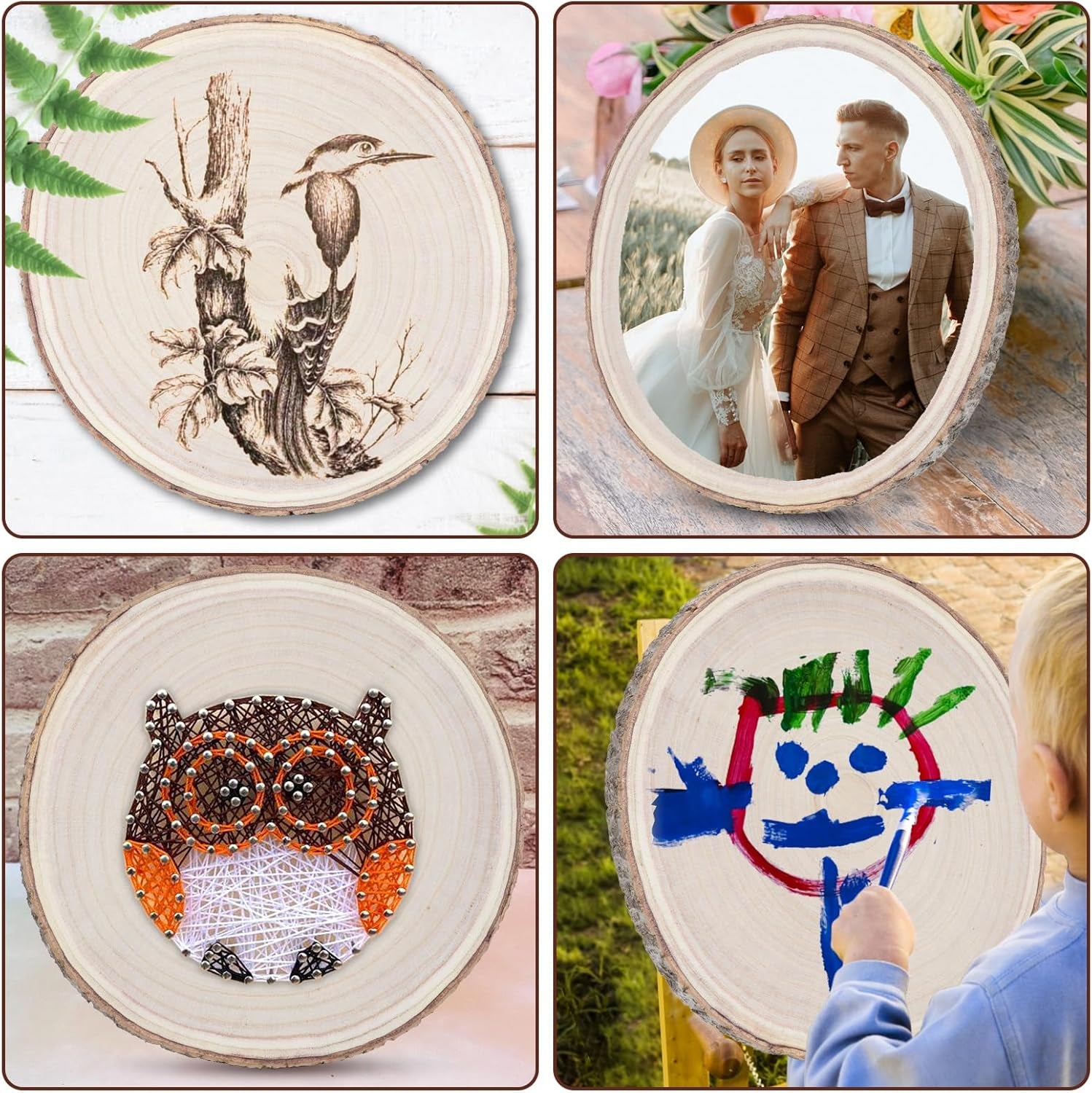 Wood Slices 10 Inches-11In 6 Pcs Wood Rounds Large Wood Slices for Centerpieces Natural Wood Slab,Wood Pieces,Unfinished Wood Slices Forcrafts,Wood Centerpieces, Decor,Weddings, Christmas