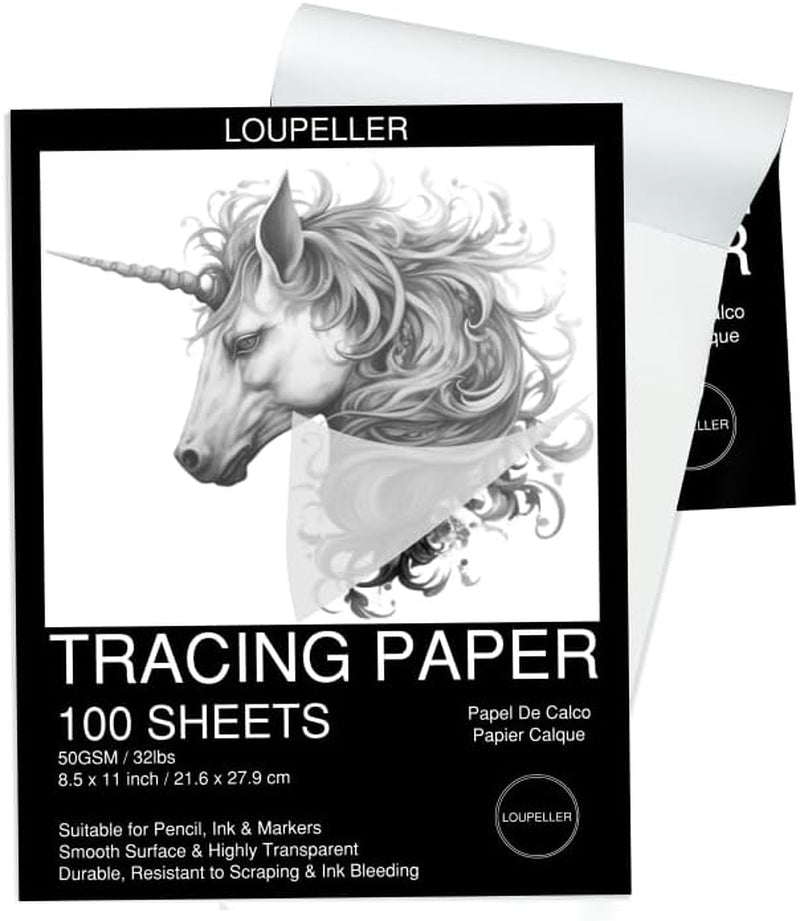 Tracing Paper for Drawing 9”X12" - 100 Sheets of Tracing Paper Pad, 50Gsm Artistic Tracing Paper for Kids, Transparent Paper for Trace Images, Sketch, Drawing by