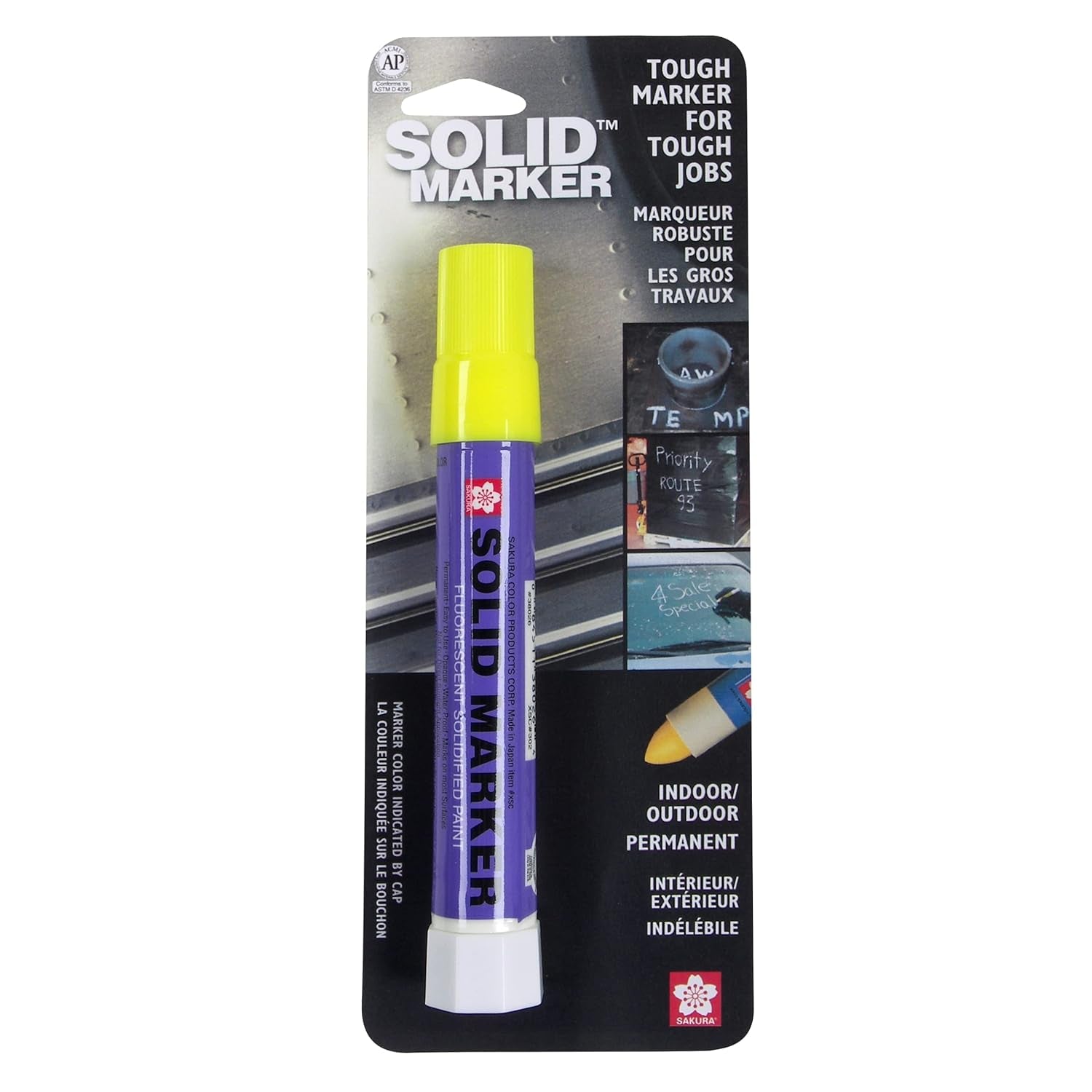 SAKURA Solidified Paint Solid Marker, 14 to 392 Degrees F, Fluorescent Yellow (46591)