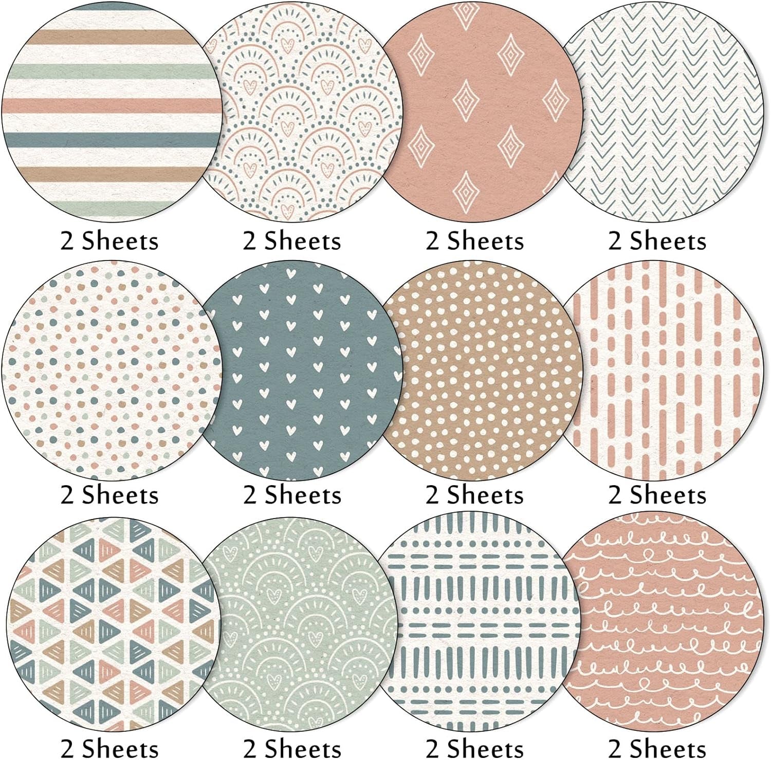 24 Pcs Boho Pattern Paper 12 Designs Folded Flat Scrapbook Paper Double Sided Colorful Decorative Craft Paper for DIY Art Craft Card Making Scrapbook Photo Album Decor, 11.8 X 11.8 Inch