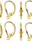 8Pcs 925 Sterling Silver Leverback French Earring Hooks with Open Loop 10X17Mm Hypo Allergenic Gold Dangle Ear Wire Findings for Jewelry Making