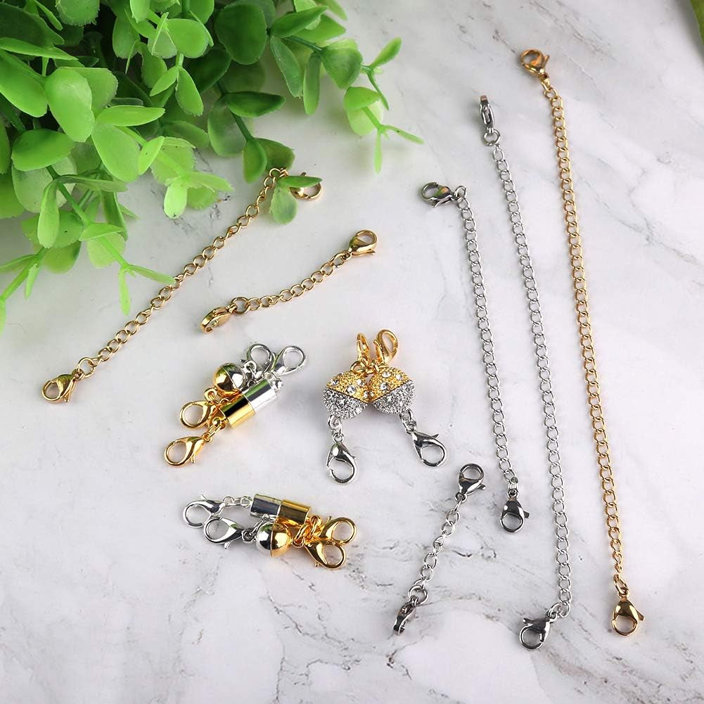 QACOWW 12 Pieces Necklace Extenders, Chain Extenders for Necklaces, Gold Jewelry Extenders, Chain Extenders for Necklace Bracelet Anklet Jewelry (Gold and Silver)