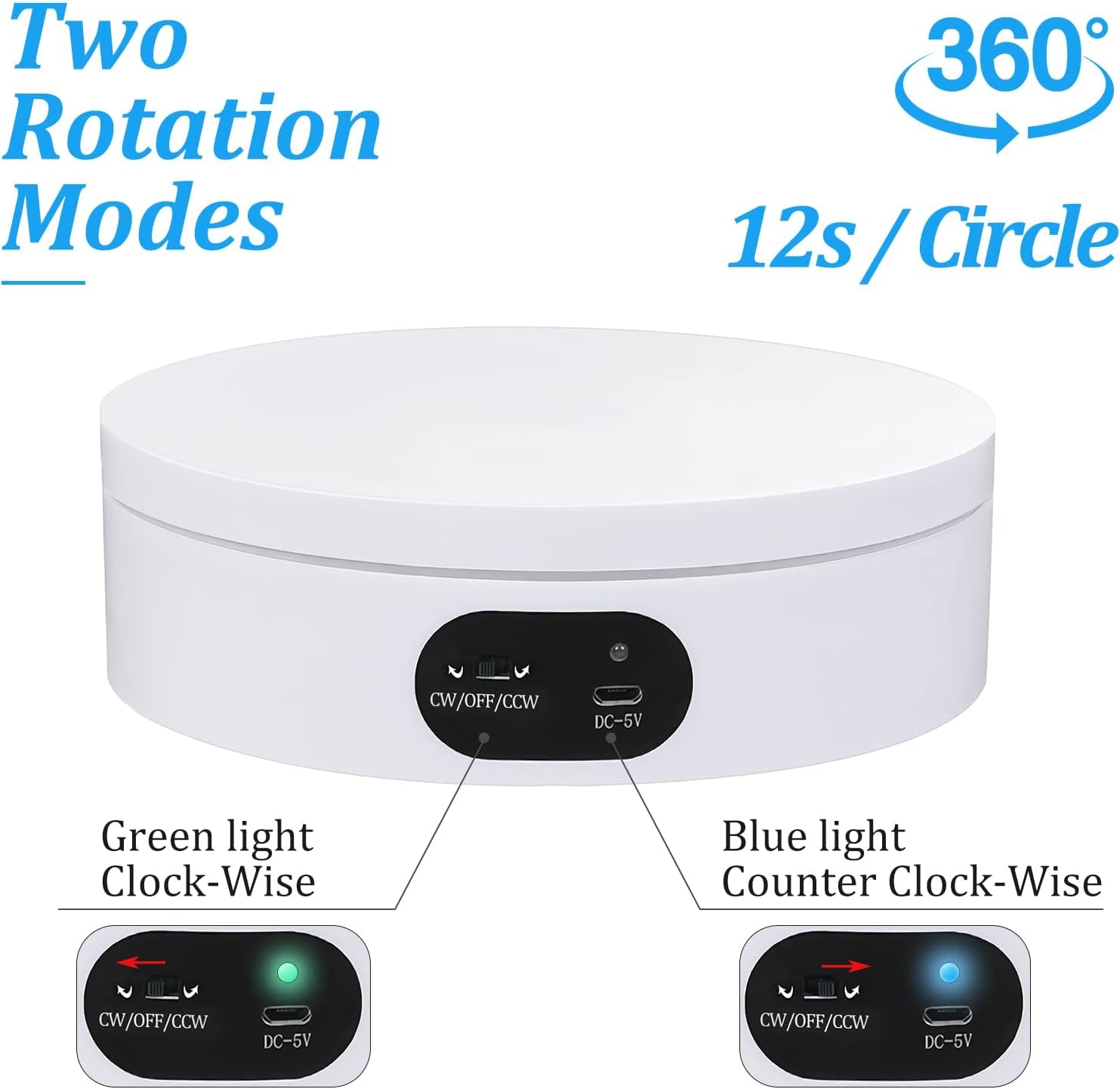 Exhibition Stand for Sublimation Tumbler, 360° Automatic Mute Rotating Revolving Platform 12Oz, 20Oz&50Oz Heat Press Blanks Tumblers Skinny Straight, Cup(White), White-01 (ZT-001)