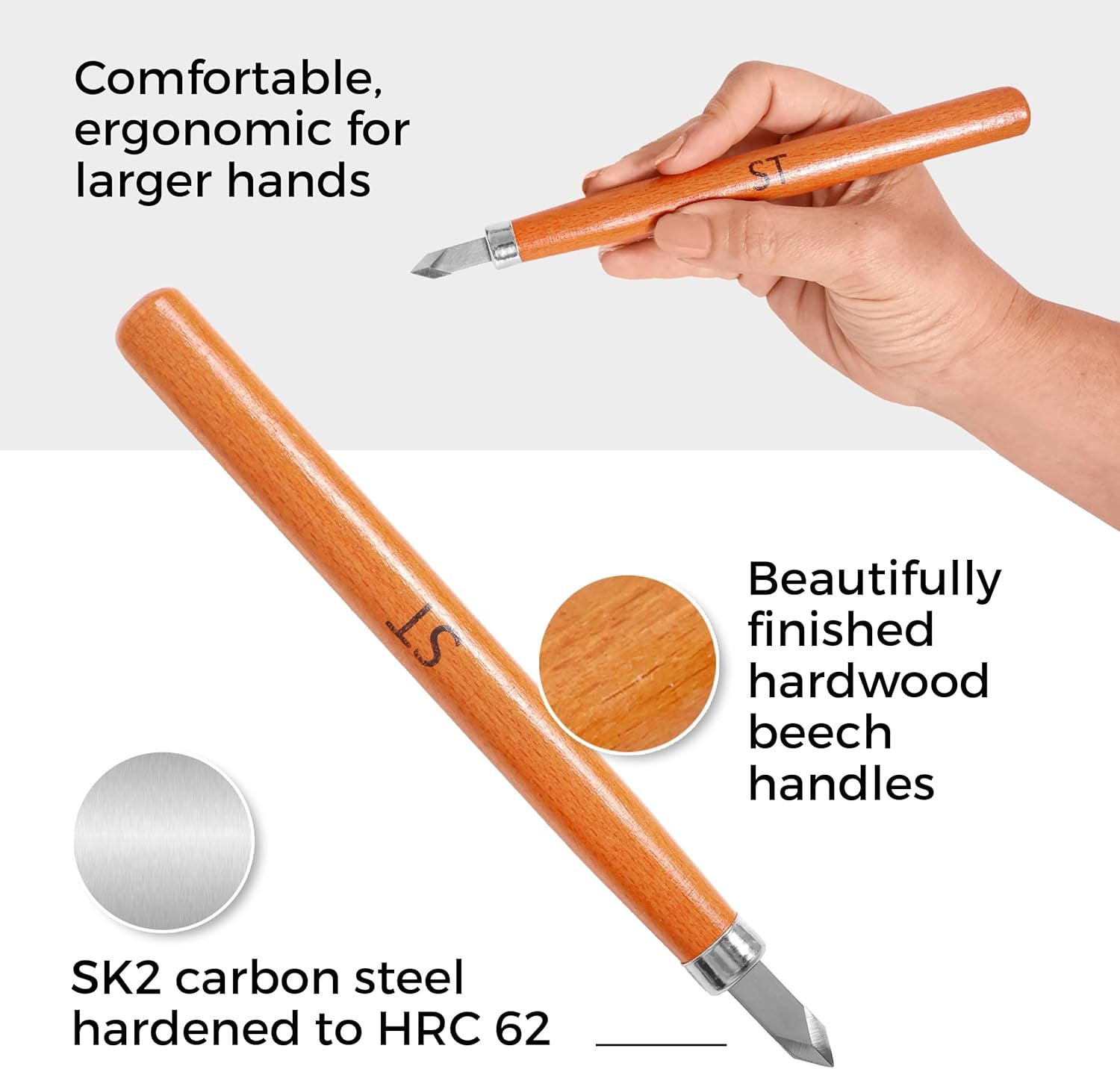 Beginner Friendly Wood Carving Tools, Razor Sharp Detail Wood Carving Kit, DIY Wood Carving Set with Learning Videos, Linoleum Carving Tools, 15Pc Precision Japanese Pen Chisel Set from