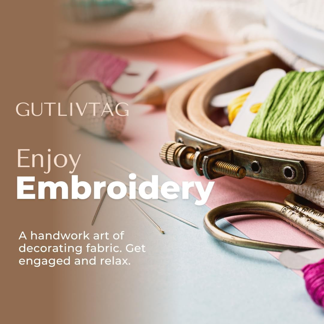 Embroidery Kit for Adults Beginners, 4 Pack Cross Stitch Kits Include Cloth with Floral and Butterfly Patterns, 4 Embroidery Hoops, Color Threads and Instructions for Sewing Beginners