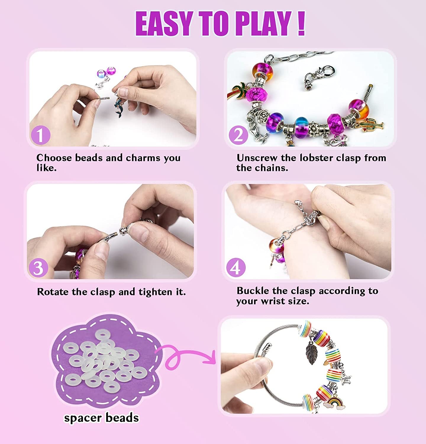 Charm Bracelet Making Kit, Jewelry Making Kit Trendy Stuff for Kids Ages 6-12, Unicorn Toy Cute Stuff for Teen Girls Gifts Birthday Gift, Crafts for Girls 6 7 8 9 10 11 12 Year Old